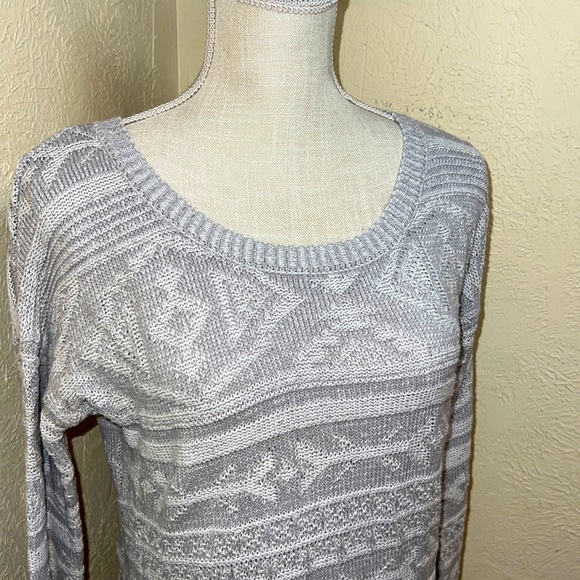 Pink Rose Grey Knit Sweater - Picture 2 of 10